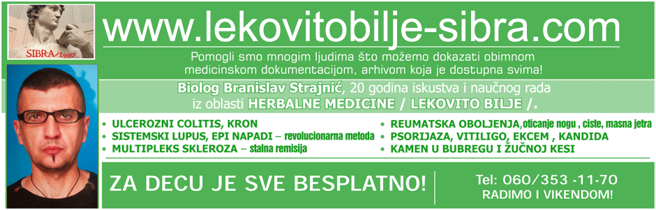 Lekovito bilje, herbalna medicina, Sistemski lupus, Trombocitopenija, Kronova bolest, Kron, Ulcerozni kolitis, Reumatska oboljenja, Reuma, oticanje nogu, ciste, masna jetra, Epi napadi, Multipleks skleroza, Vitiligo, Psorijaza, Ekcem, Kandida, Kamen u bubregu i žučnoj kesi, lek, lečenje, biljni čajevi, sirupi, Sibra 1990, Zrenjanin, Novi Sad, Beograd, Srbija